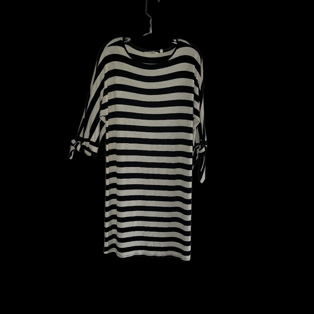 Soft Surroundings Adrift Striped Dress Black & Cream Medium - Picture 2 of 9